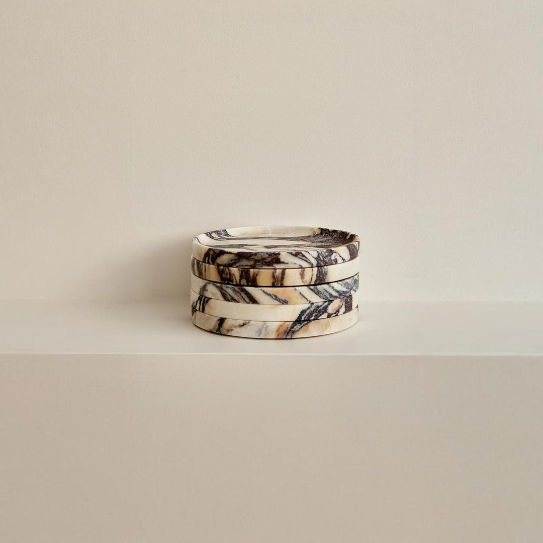 BLACK BLAZE Linea Round Marble Tray, D20cm, Calacatta Viola