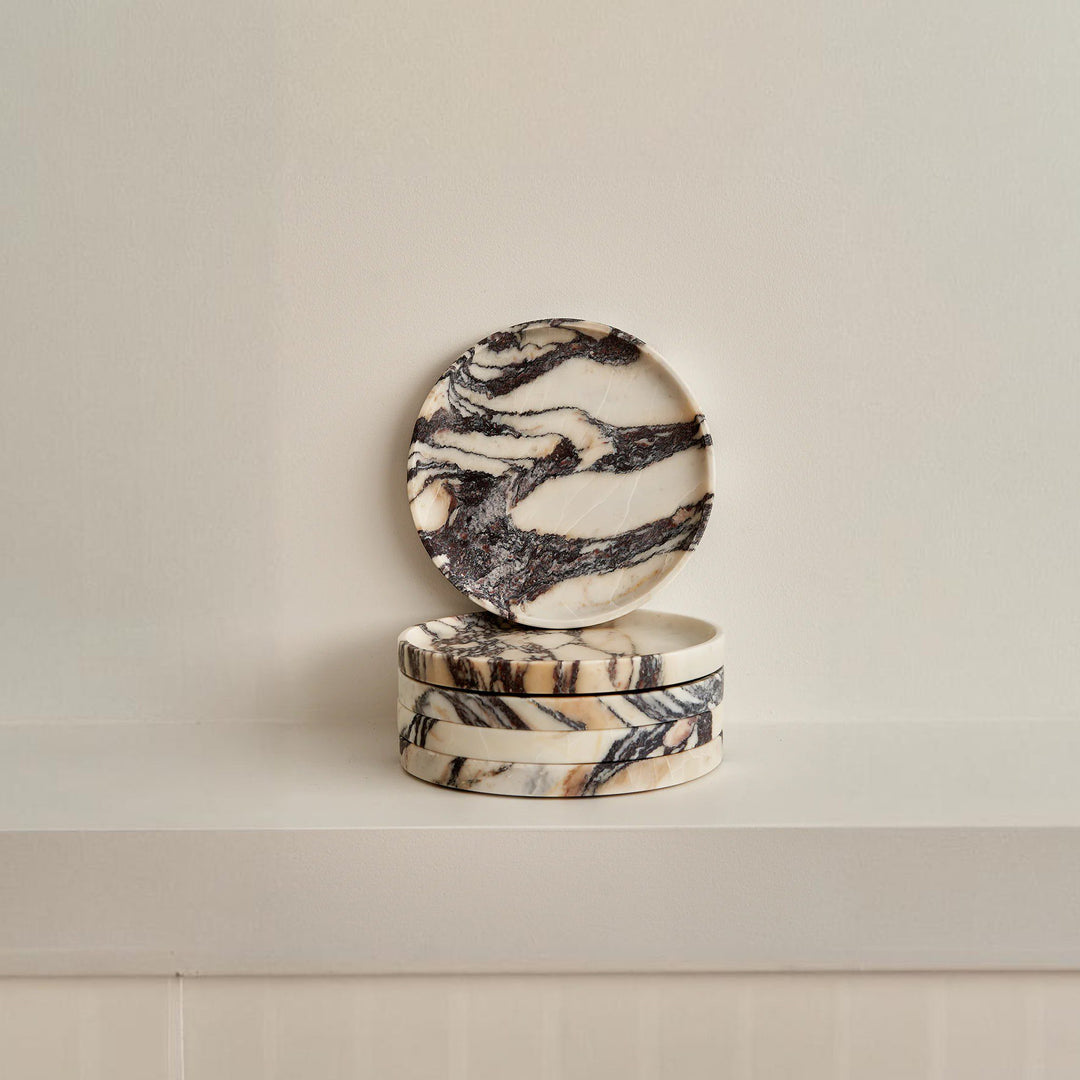 BLACK BLAZE Linea Round Marble Tray, D20cm, Calacatta Viola