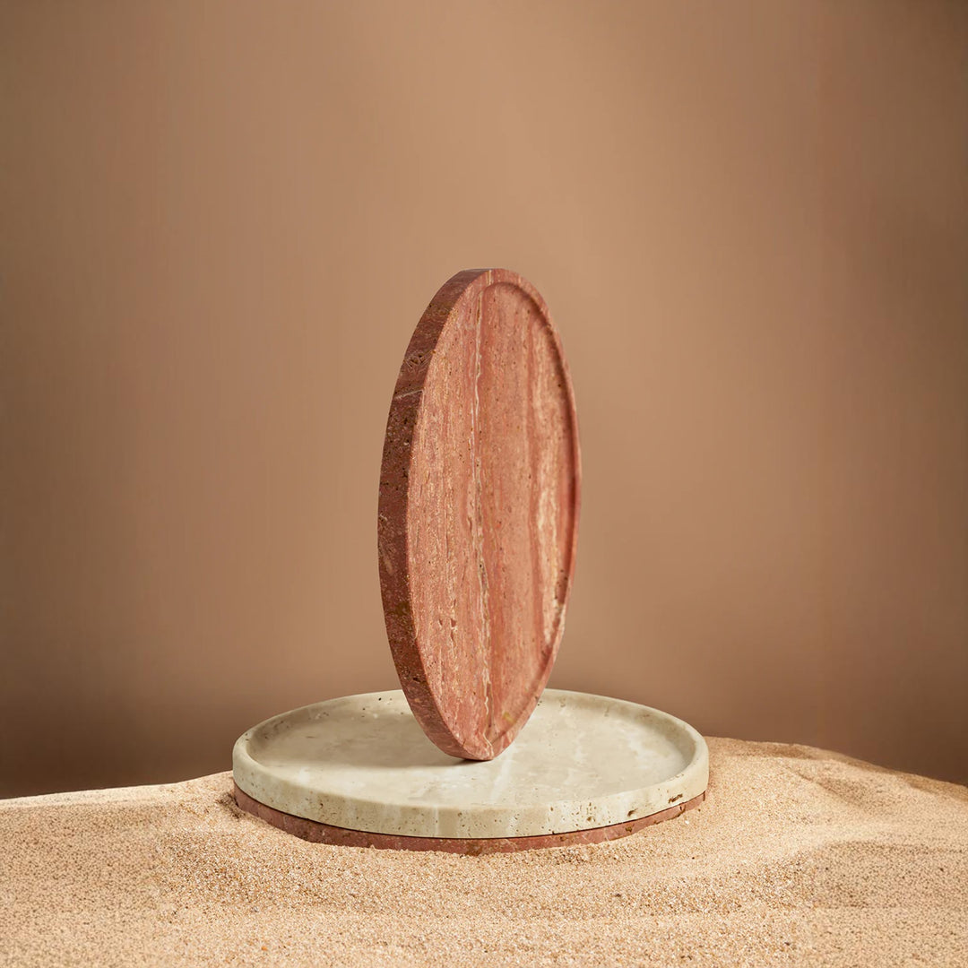 BLACK BLAZE Linea Slim Tray, D20cm, Red Travertine