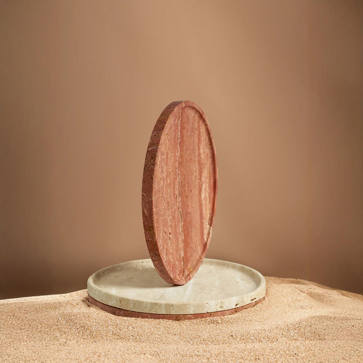 BLACK BLAZE Linea Slim Tray, D20cm, Red Travertine