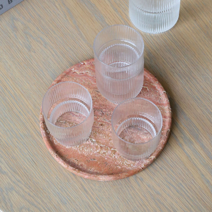 BLACK BLAZE Linea Slim Tray, D20cm, Red Travertine