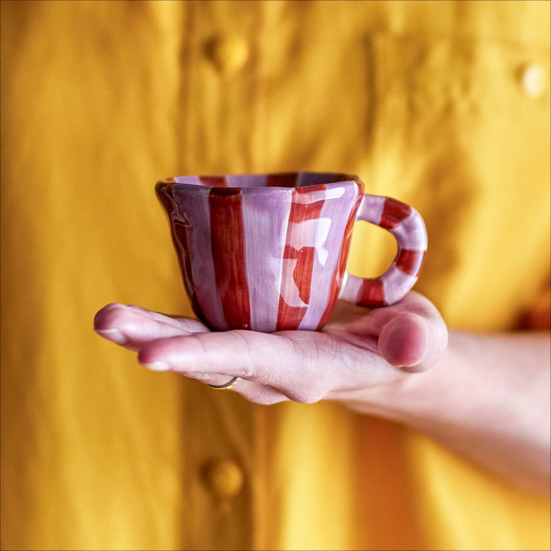 BLOOMINGVILLE Nini Stoneware Espresso Mini Cup, Rose Bordeaux