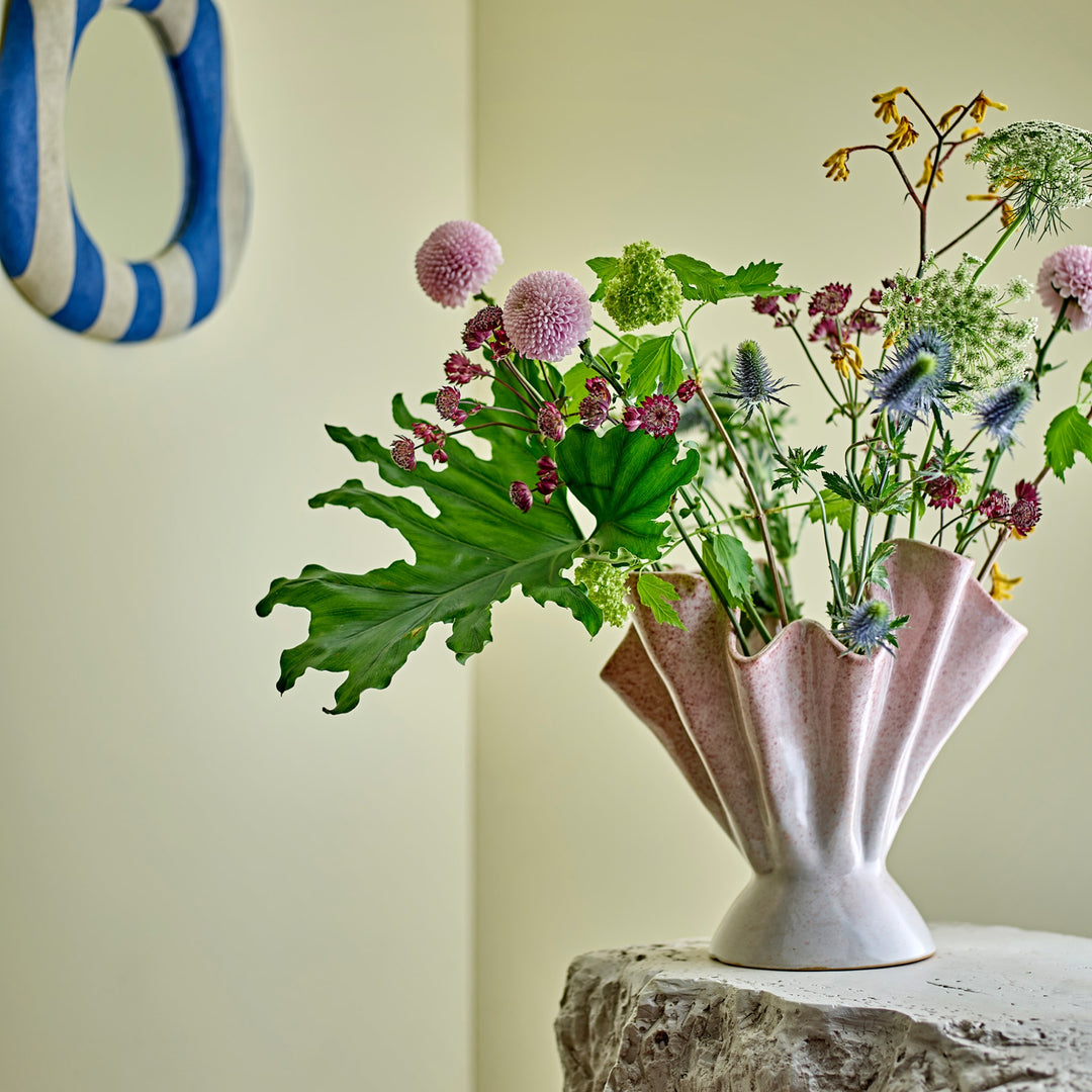 BLOOMINGVILLE Plier Stoneware Vase, H29cm, Rose