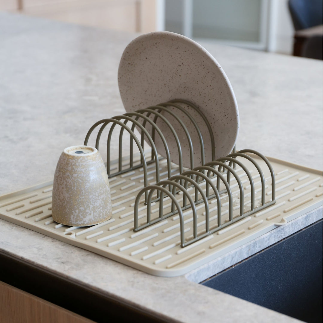 DESIGNSTUFF DRIP Dish Drainer, Khaki (Set of 2)