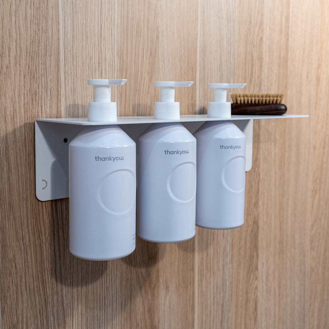 DESIGNSTUFF Shelf w/ Triple Soap Dispenser Holder, L40 cm, White