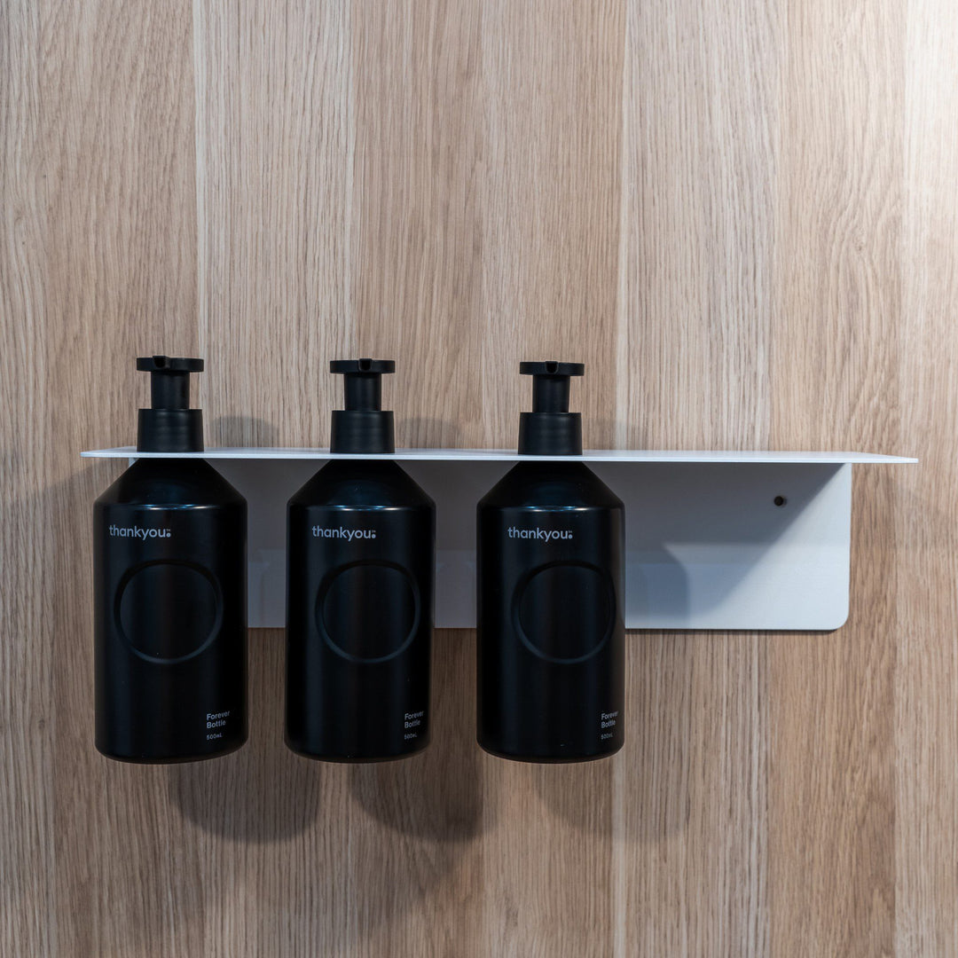 DESIGNSTUFF Shelf w/ Triple Soap Dispenser Holder, L40 cm, White