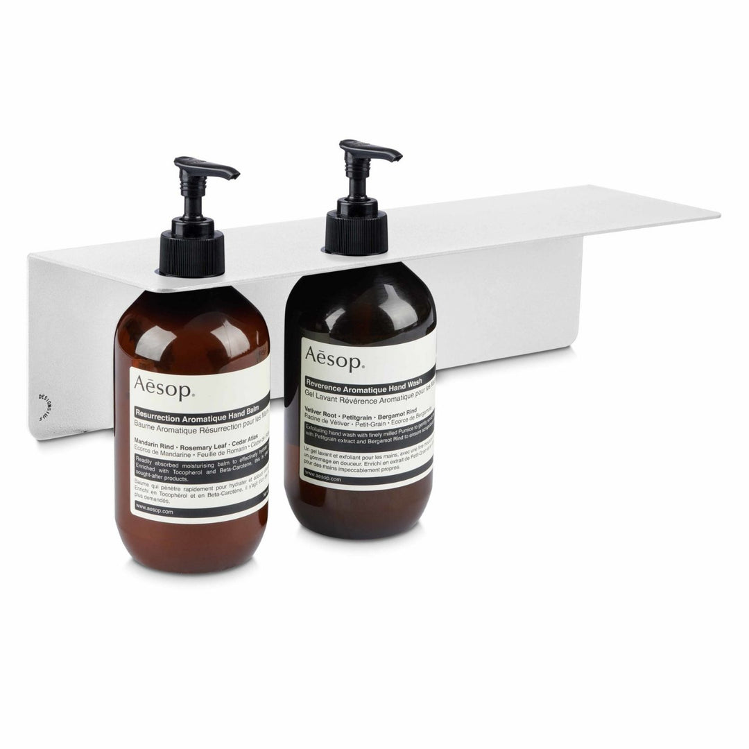 DESIGNSTUFF Shelf w/ Dual Soap Dispenser Holder, L40 cm, White