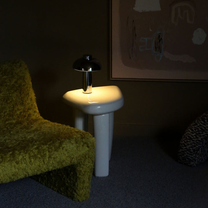 DESIGNSTUFF LUME Elio Pillar Portable Lamp, Chrome/Chrome