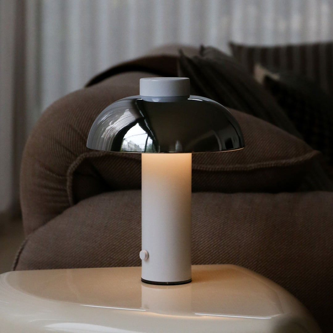 DESIGNSTUFF LUME Elio Pillar Portable Lamp, White/Chrome