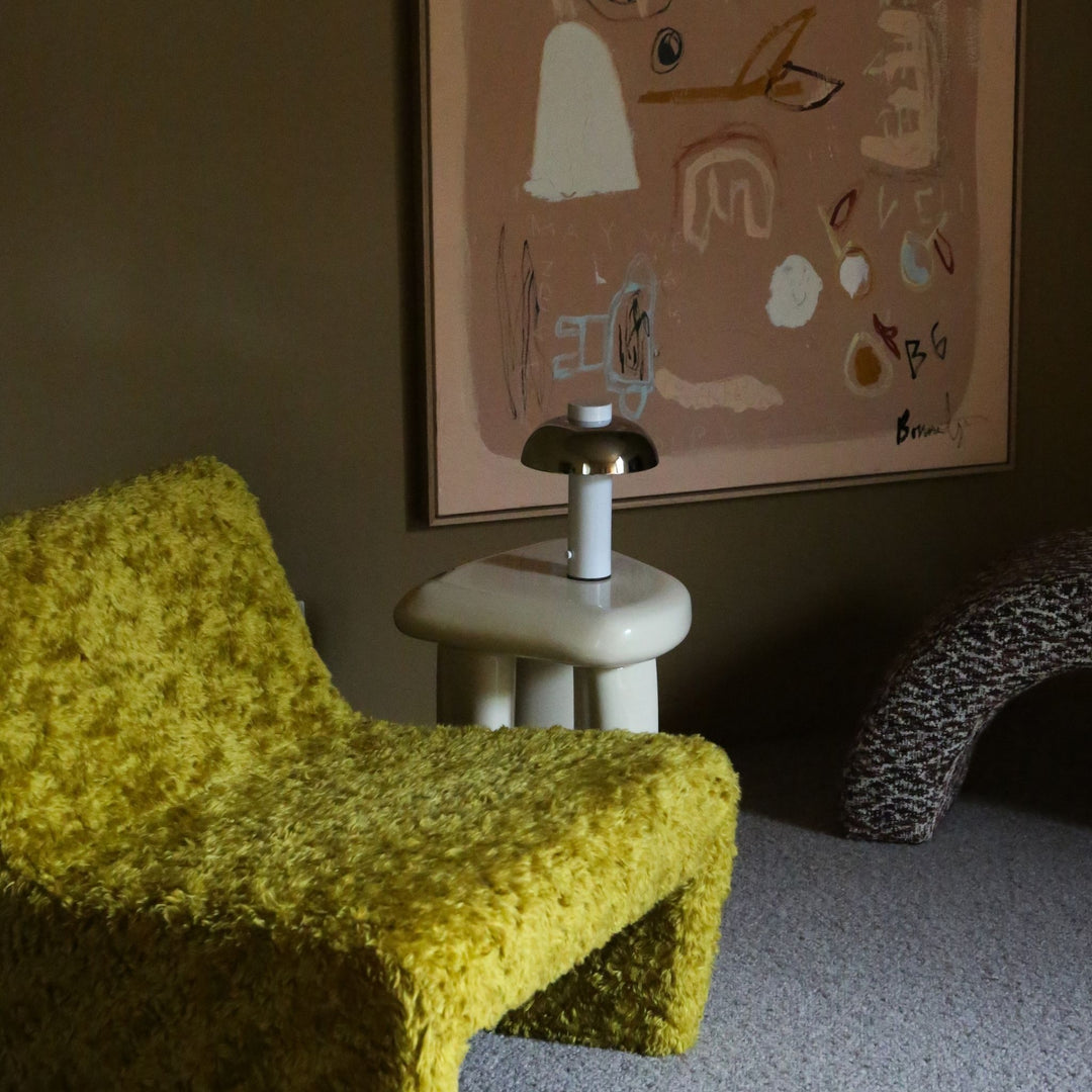 DESIGNSTUFF LUME Elio Pillar Portable Lamp, White/Chrome