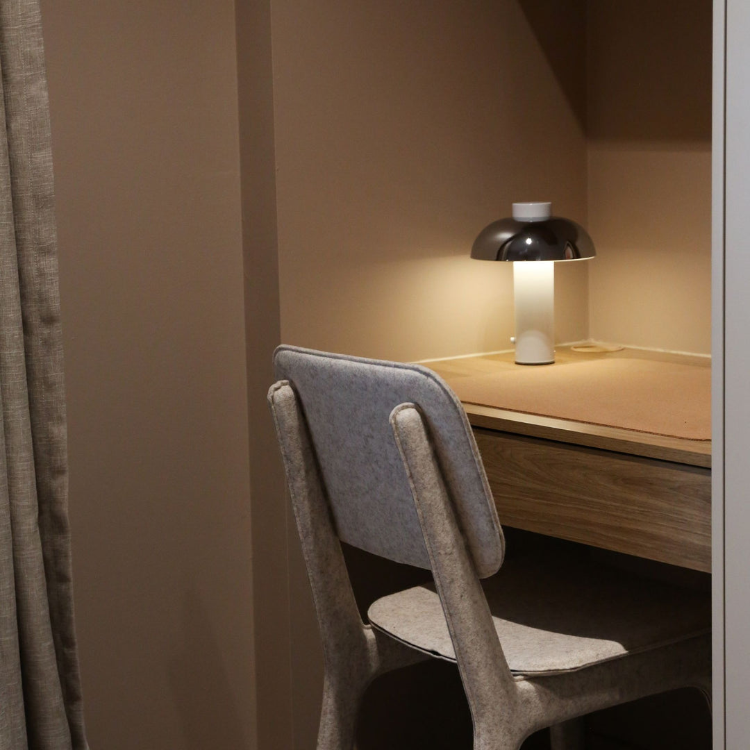 DESIGNSTUFF LUME Elio Pillar Portable Lamp, White/Chrome