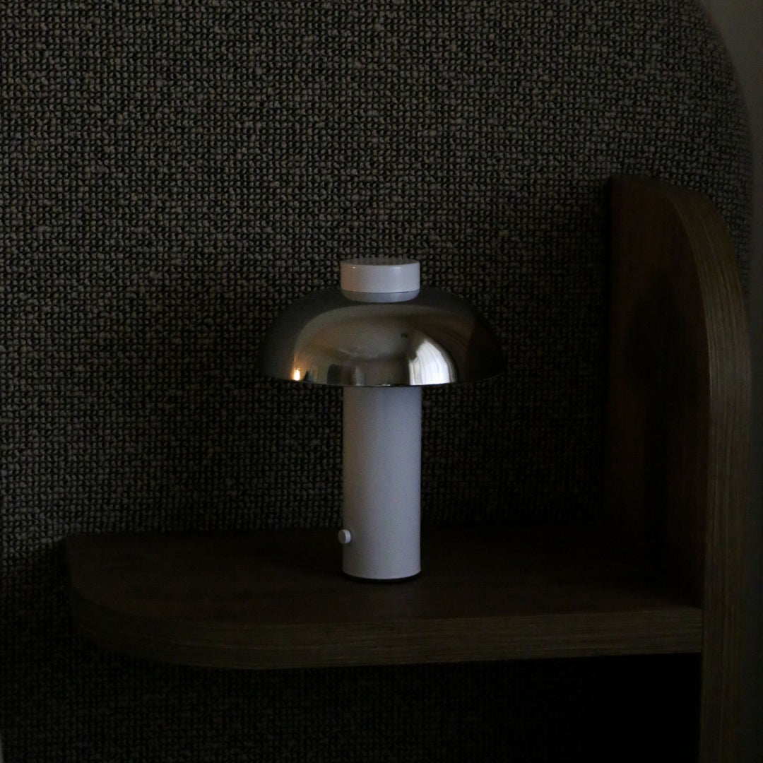 DESIGNSTUFF LUME Elio Pillar Portable Lamp, White/Chrome