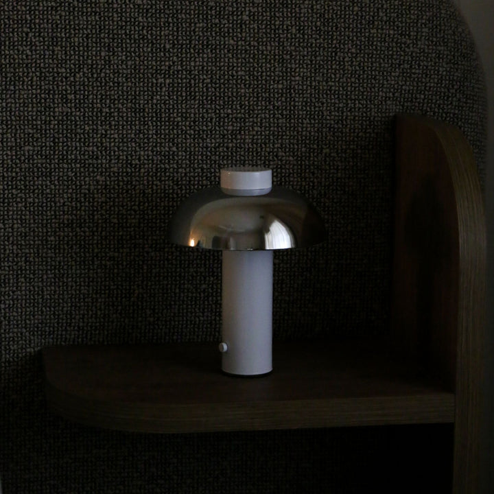 DESIGNSTUFF LUME Elio Pillar Portable Lamp, White/Chrome