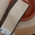 DESIGNSTUFF Napkin w/Fringe, Coffee Bean/Light Grey (Set of 2)