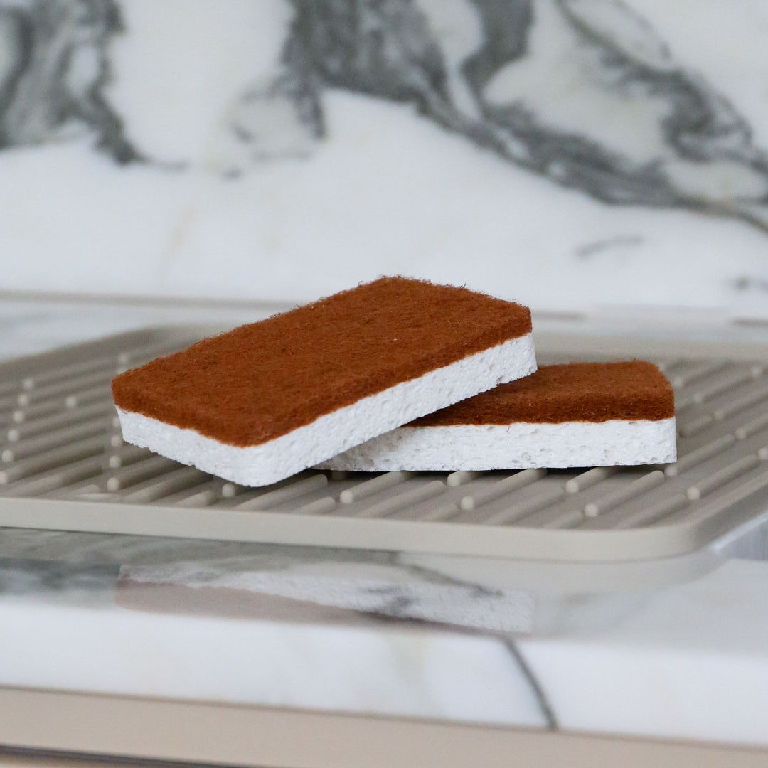 DESIGNSTUFF ETTA Natural Cellulose And Sisal Scourer Sponge, Cinnamon (Set of 2)