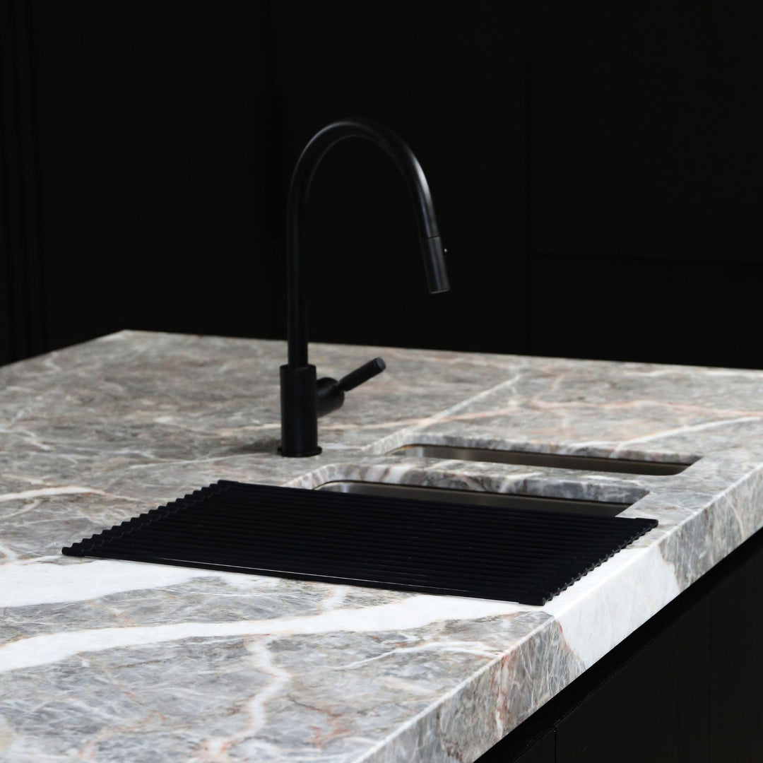 DESIGNSTUFF DRIP Silicone Fold Dish Drying Rack, Black