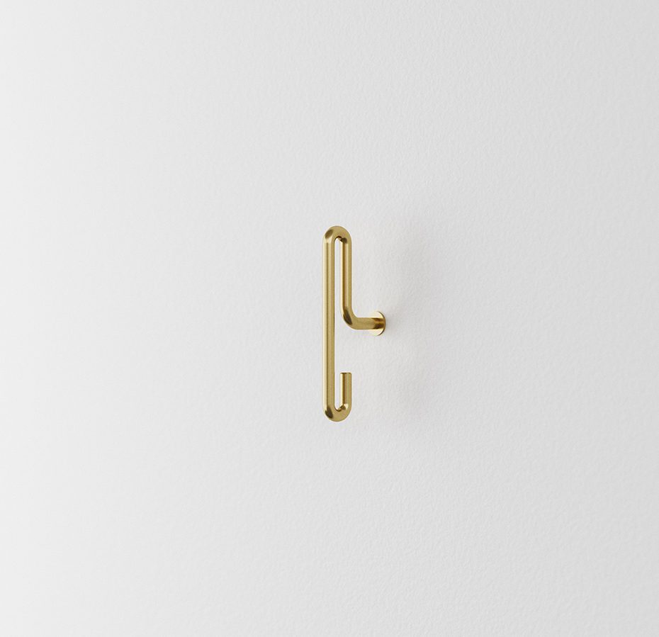 MOEBE Wall Hook Matt Gold, Small (Set of 2)