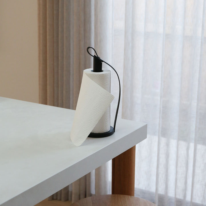 EKTA LIVING Hands On Paper Towel Holder Black Leather/Oak