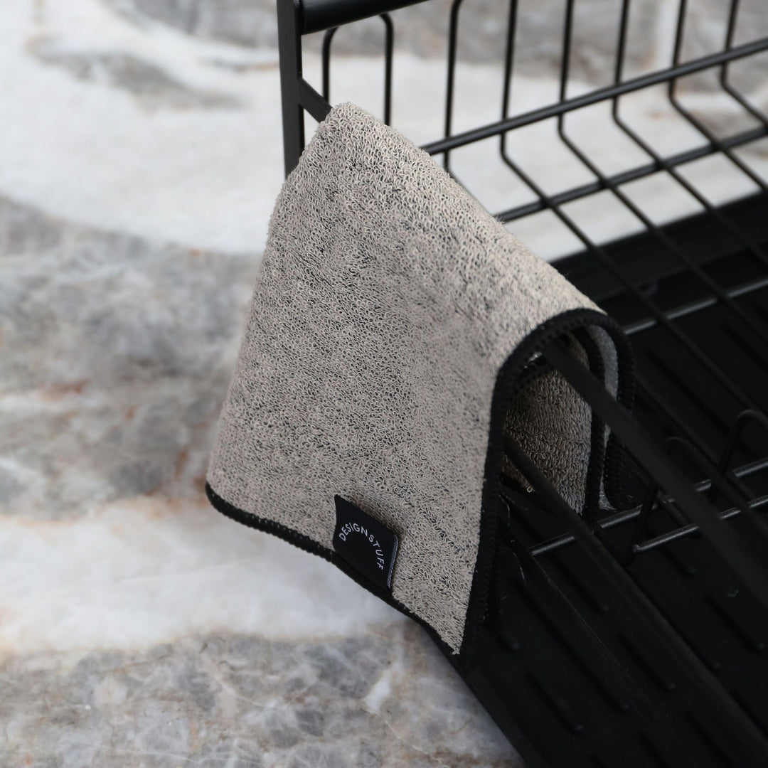 DESIGNSTUFF ETTA Hemp Marle Scourer & Bamboo Dishcloth, Black (Set of 2)