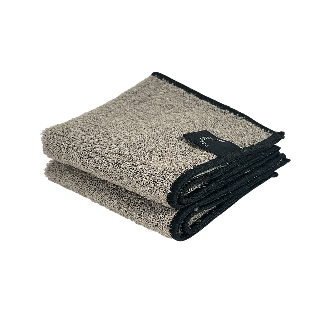 DESIGNSTUFF ETTA Hemp Marle Scourer & Bamboo Dishcloth, Black (Set of 2)