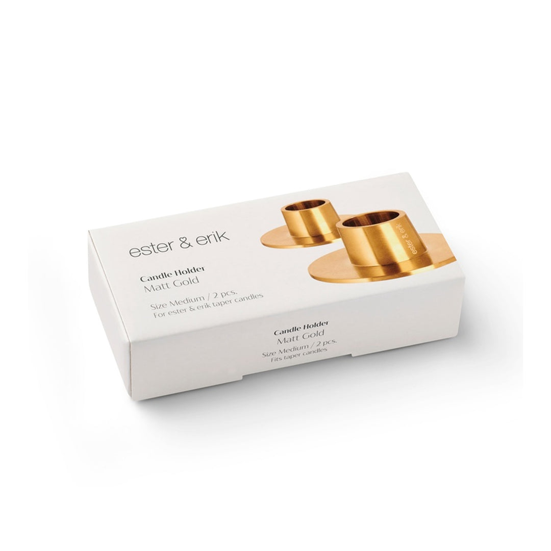 ESTER & ERIK Candle Holder, Matt Gold (Set of 2)