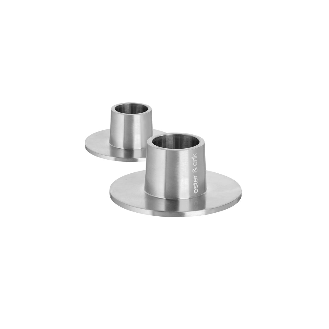 ESTER & ERIK Candle Holder, Matt Silver (Set of 2)