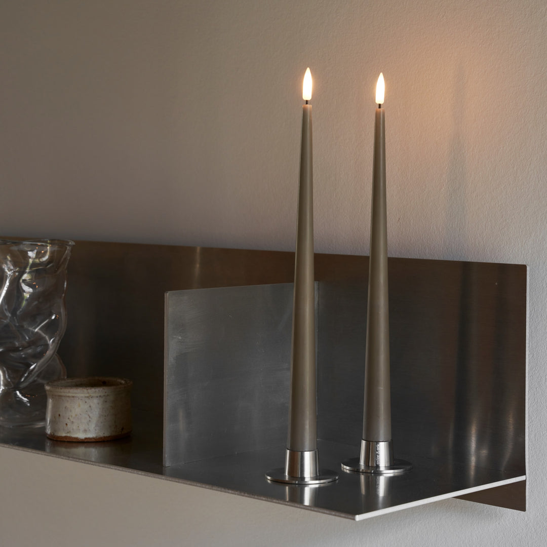 ESTER & ERIK Candle Holder, Matt Silver (Set of 2)