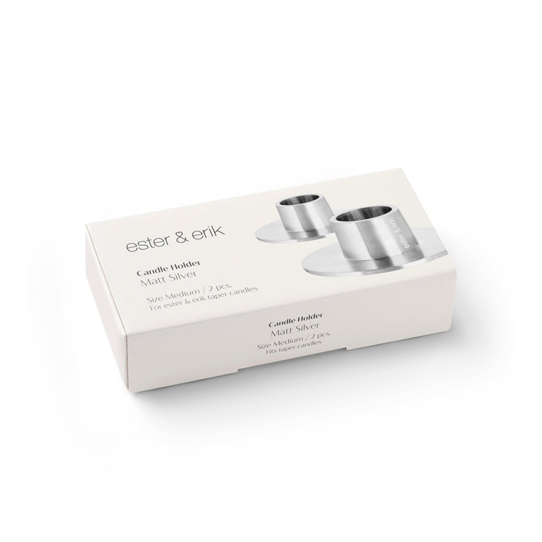 ESTER & ERIK Candle Holder, Matt Silver (Set of 2)