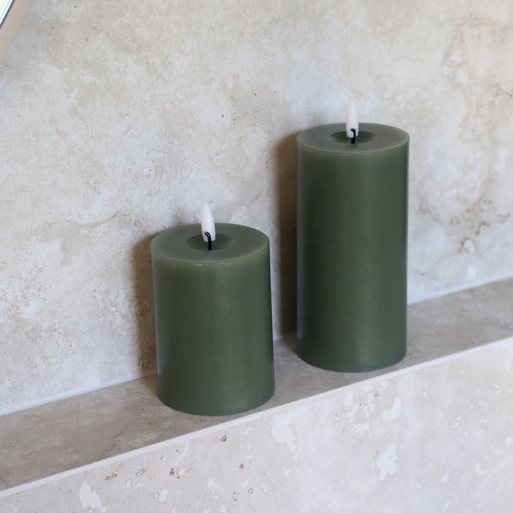 ESTER & ERIK LED Pillar Candle, 10cm, Green Soil