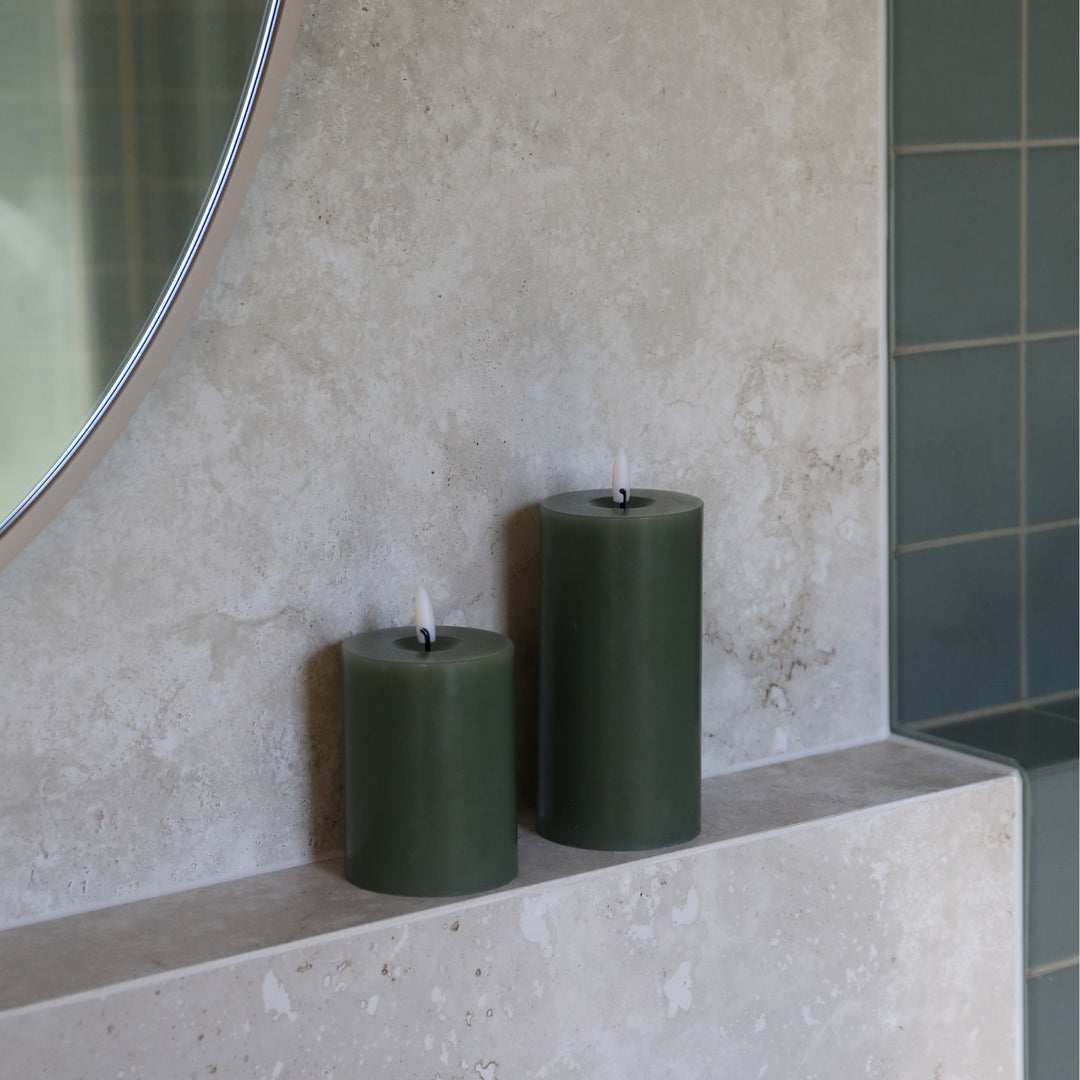 ESTER & ERIK LED Pillar Candle, 10cm, Green Soil