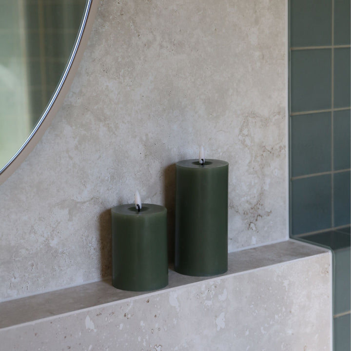 ESTER & ERIK LED Pillar Candle, 10cm, Green Soil