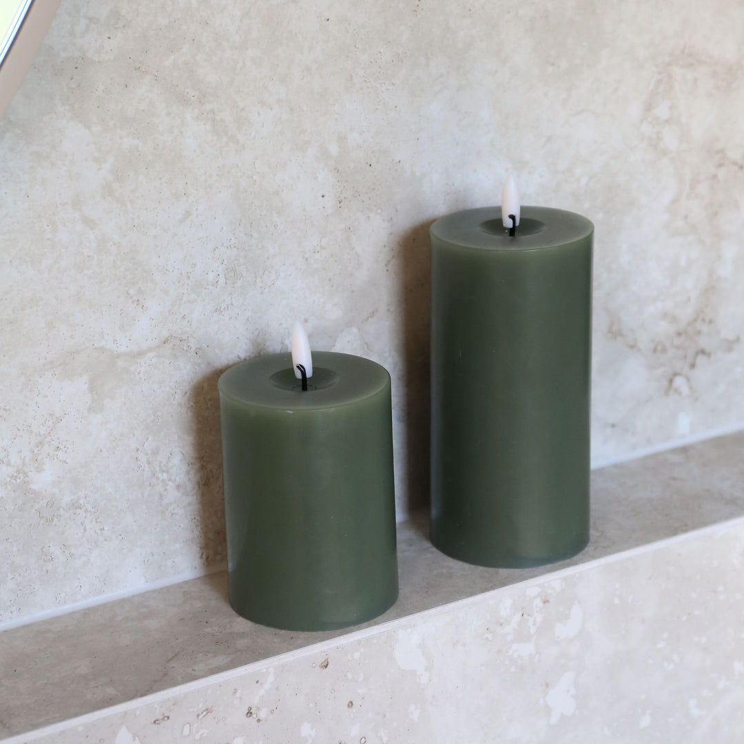 ESTER & ERIK LED Pillar Candle, 15cm, Green Soil