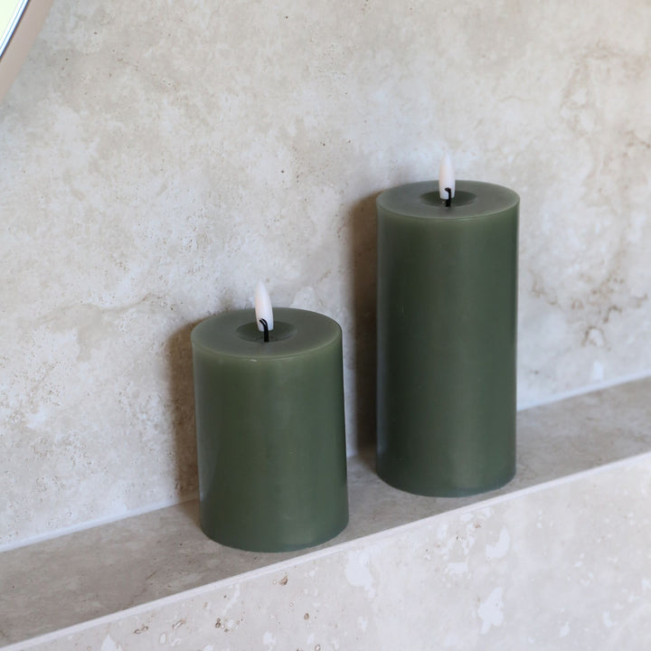 ESTER & ERIK LED Pillar Candle, 15cm, Green Soil