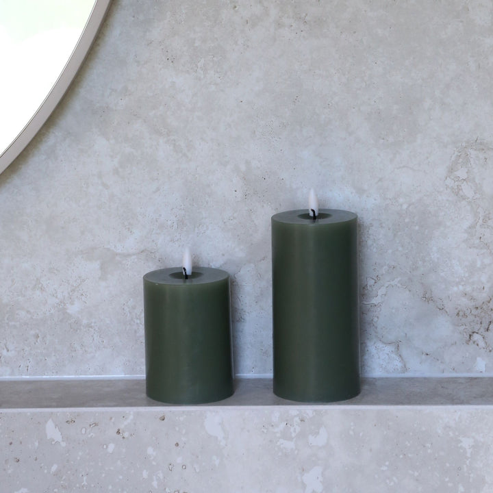 ESTER & ERIK LED Pillar Candle, 15cm, Green Soil