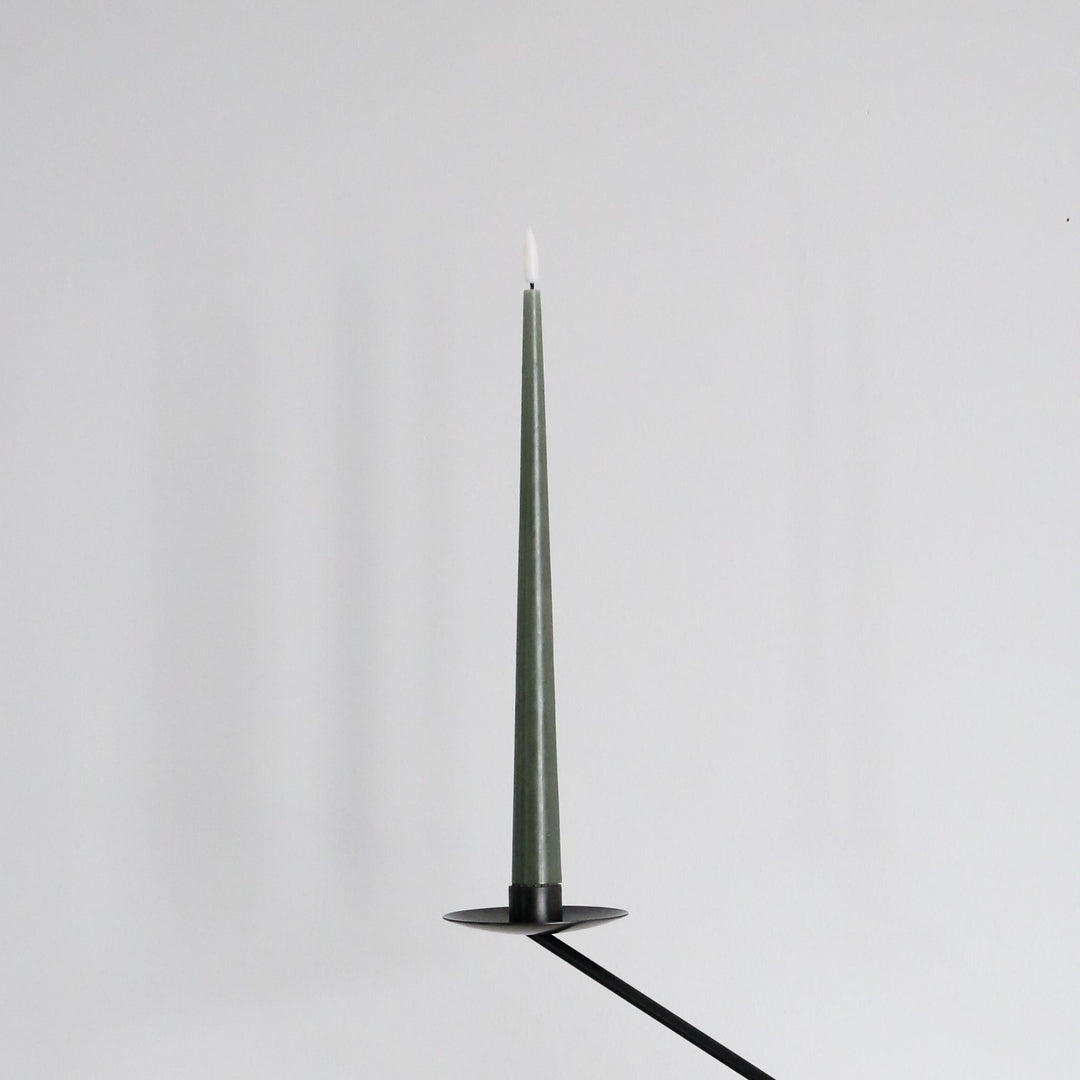 ESTER & ERIK LED Taper Candle, 30cm, Green Soil (Set of 2)