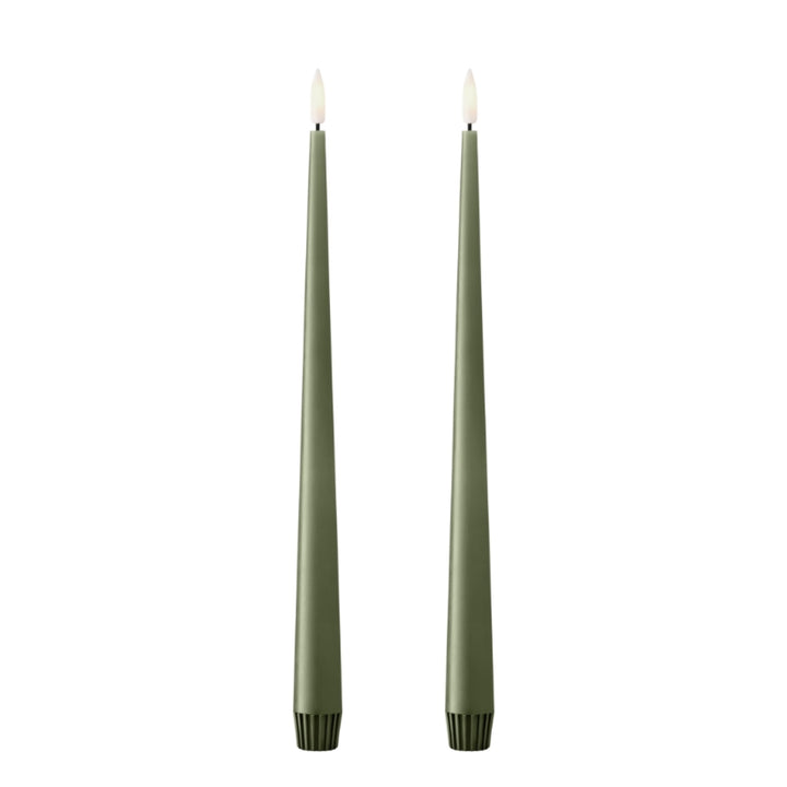 ESTER & ERIK LED Taper Candle, 30cm, Green Soil (Set of 2)