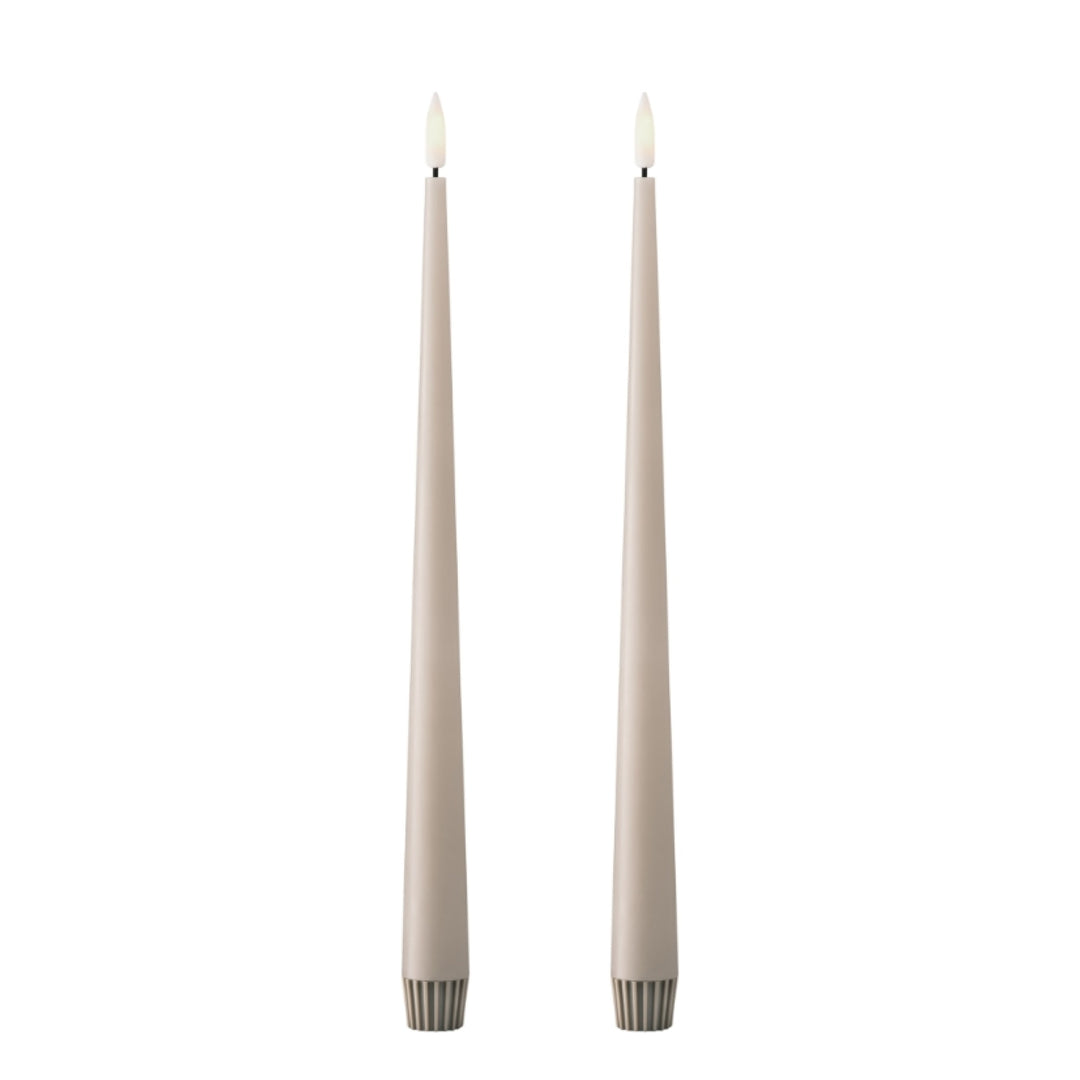 ESTER & ERIK LED Taper Candle, 30cm, Linen Grey (Set of 2)