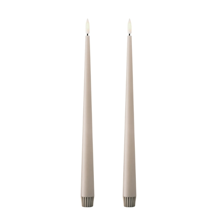 ESTER & ERIK LED Taper Candle, 30cm, Linen Grey (Set of 2)