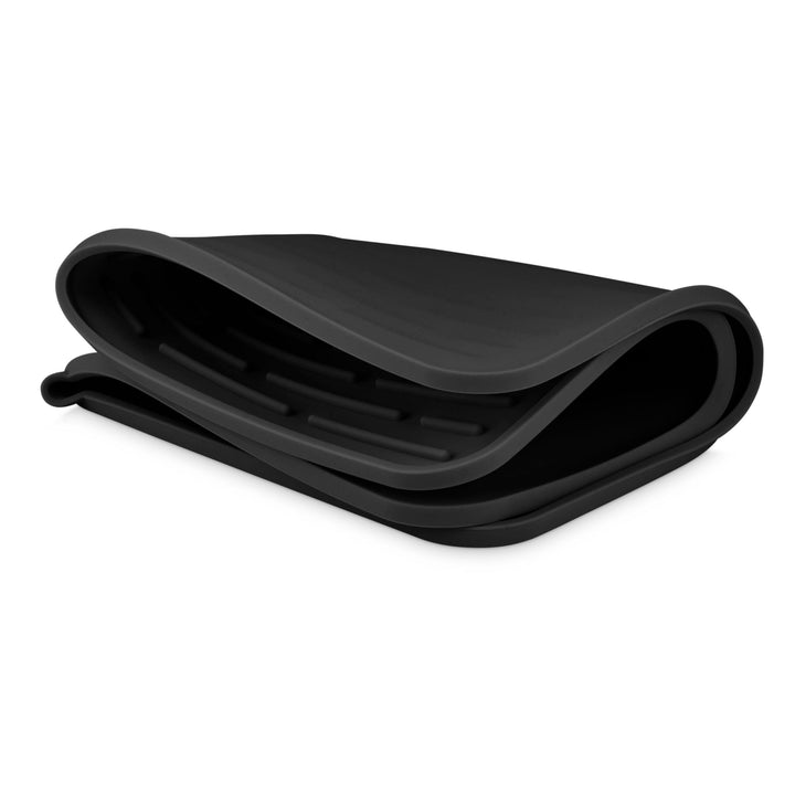 DESIGNSTUFF DRIP Folding Silicone Drying Mat Large with Drainage Mouth, Black