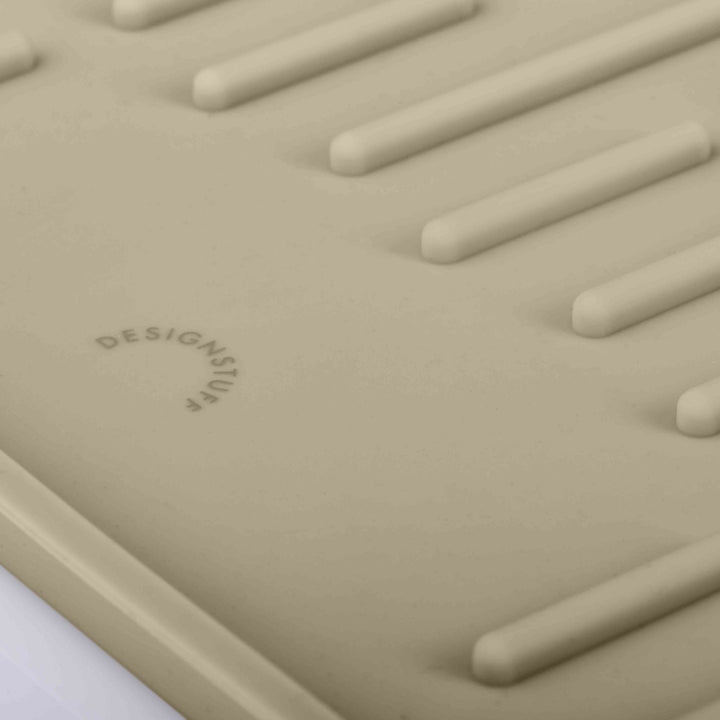 DESIGNSTUFF DRIP Folding Silicone Drying Mat Large w/ Drainage Mouth, Sand
