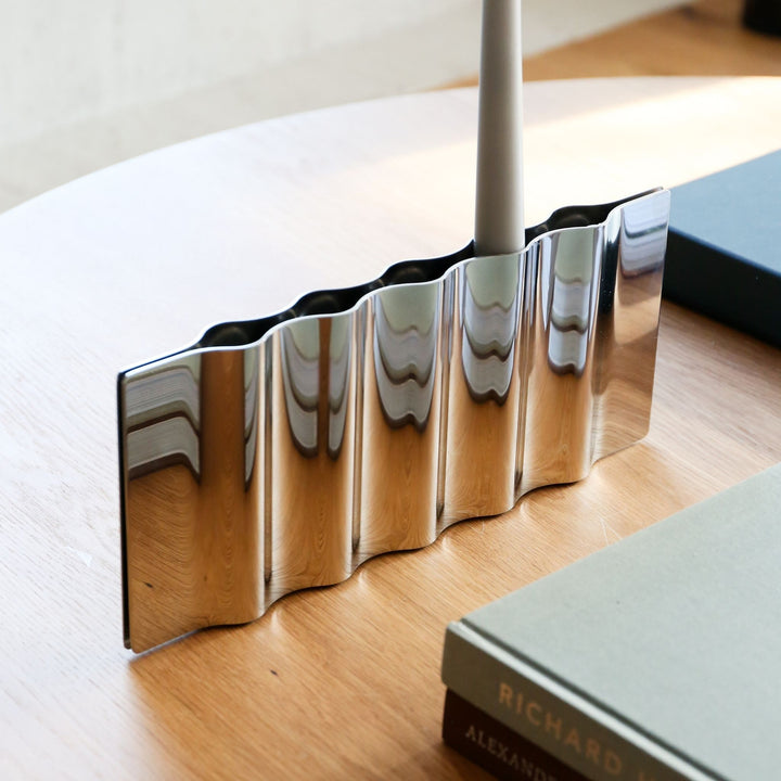 NEW WORKS Ripply Candle Holder, Stainless Steel