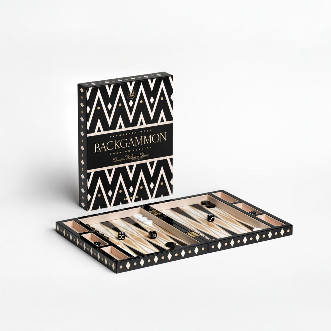 PRINTWORKS Classic Games Backgammon, Lacquered Black