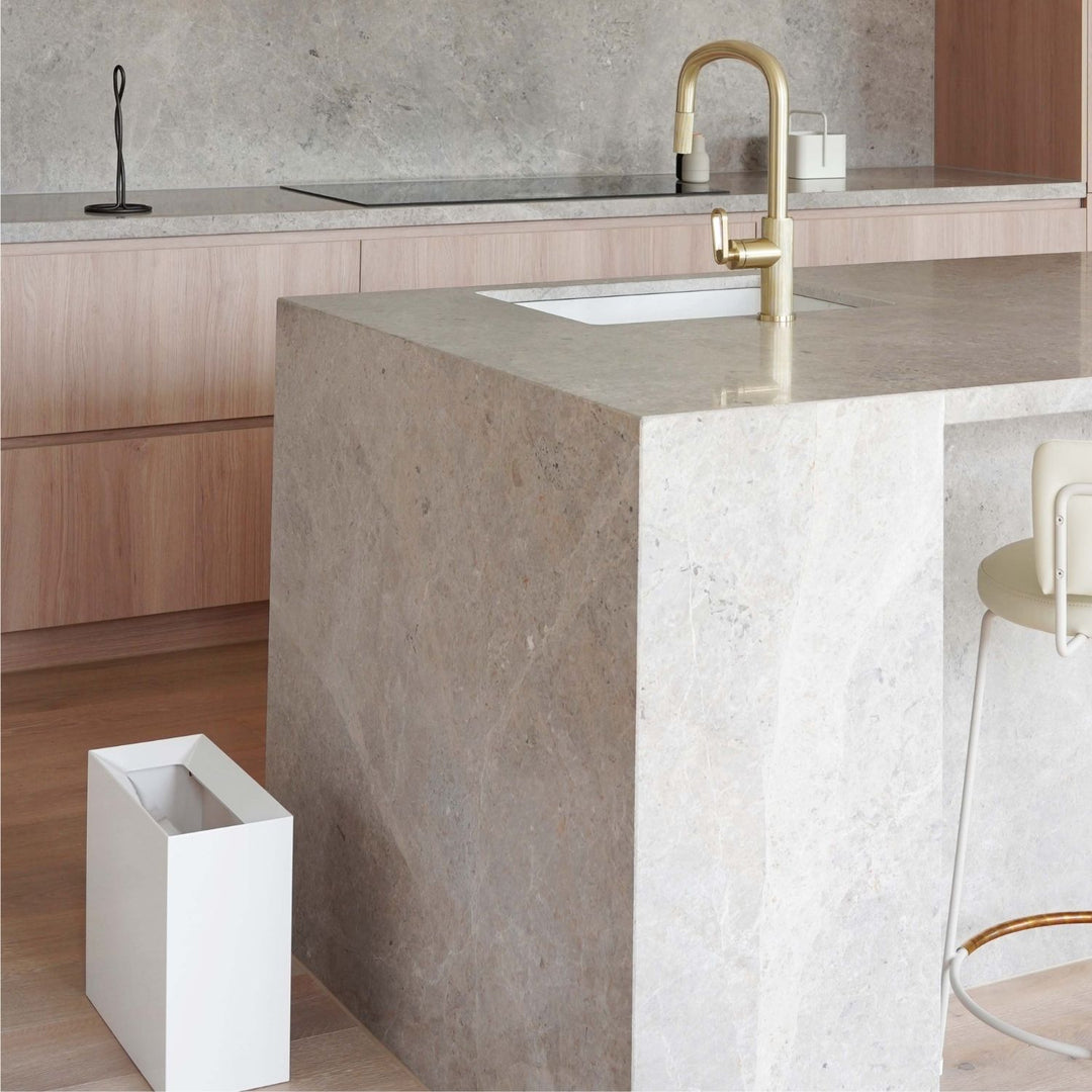 YAMAZAKI Tower Rectangular Trash Can/Rubbish Bin, White