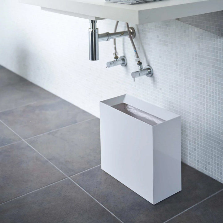 YAMAZAKI Tower Rectangular Trash Can/Rubbish Bin, White