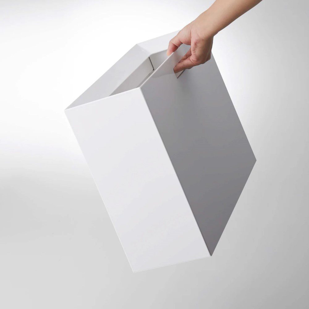 YAMAZAKI Tower Rectangular Trash Can/Rubbish Bin, White