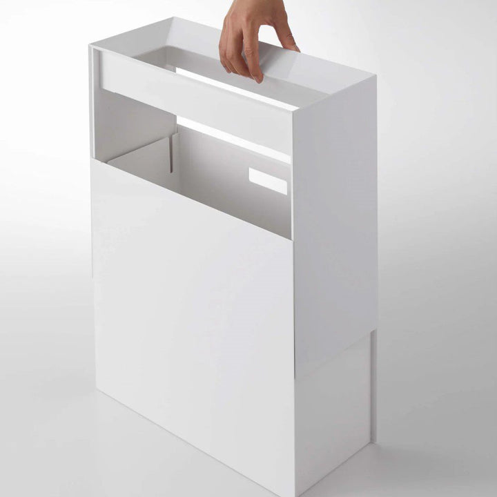YAMAZAKI Tower Rectangular Trash Can/Rubbish Bin, White