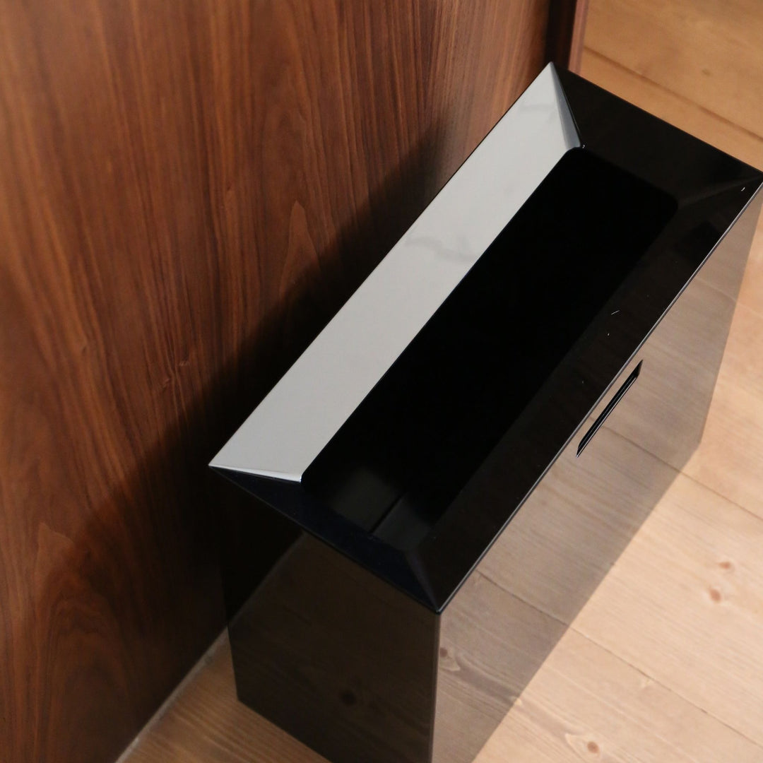 YAMAZAKI Tower Rectangular Trash Can/Rubish Bin, Black