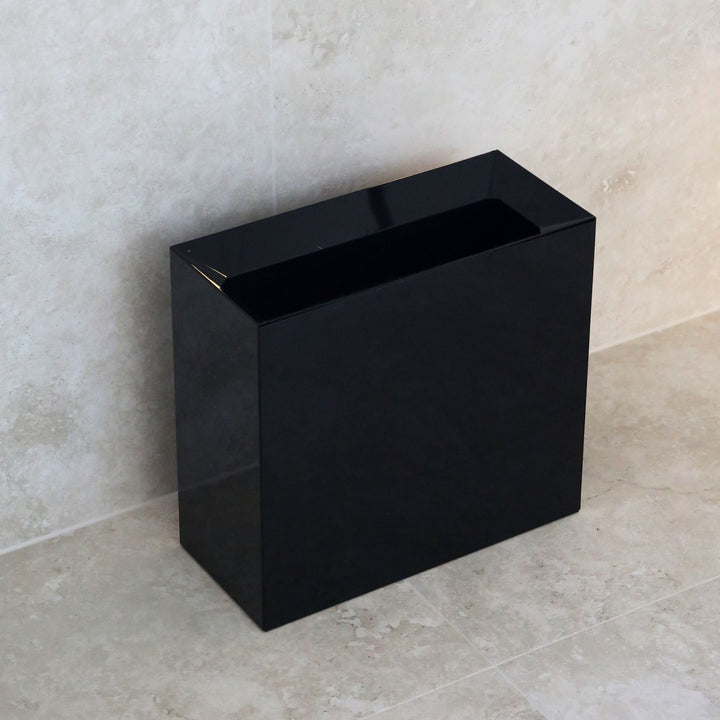 YAMAZAKI Tower Rectangular Trash Can/Rubish Bin, Black