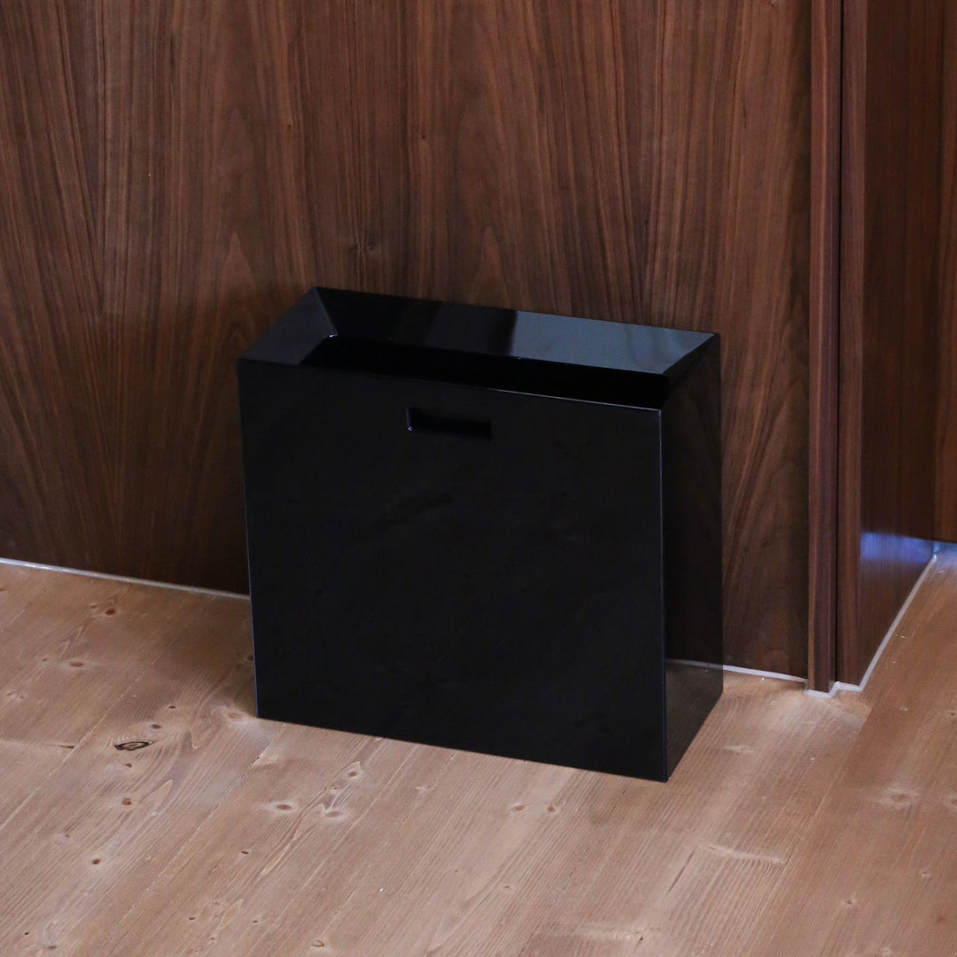 YAMAZAKI Tower Rectangular Trash Can/Rubish Bin, Black