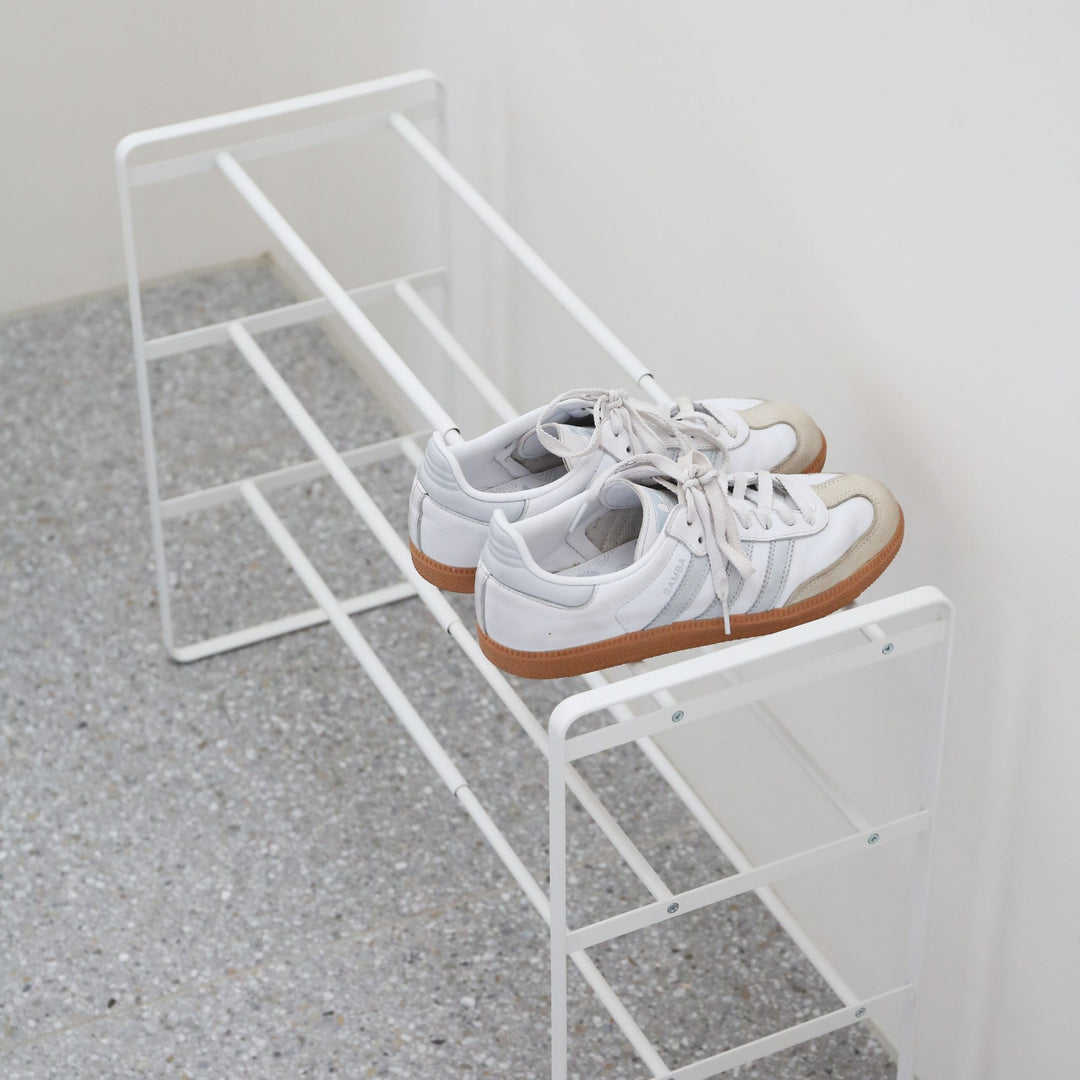YAMAZAKI Frame Extendable Shoe Rack, 3 Tier, White